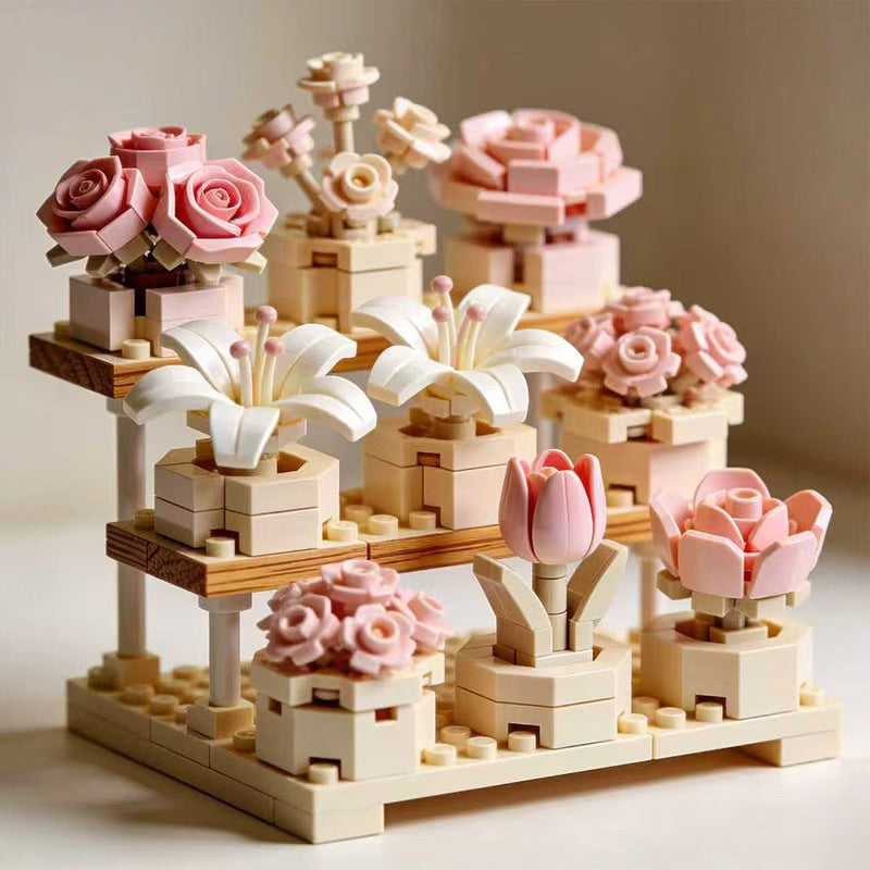 DIY Elegant Floral Display Shelf Building Set